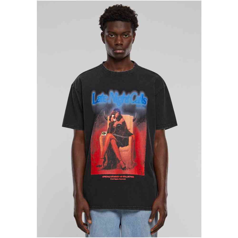 Mister Tee Upscale - Late Night Calls Acid Heavy Oversize Herren TShirt - Schwarz